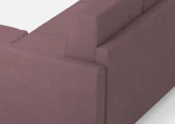 Divano 138x85cm design a due posti con pouf stoffa idrorepellente prugna DI26