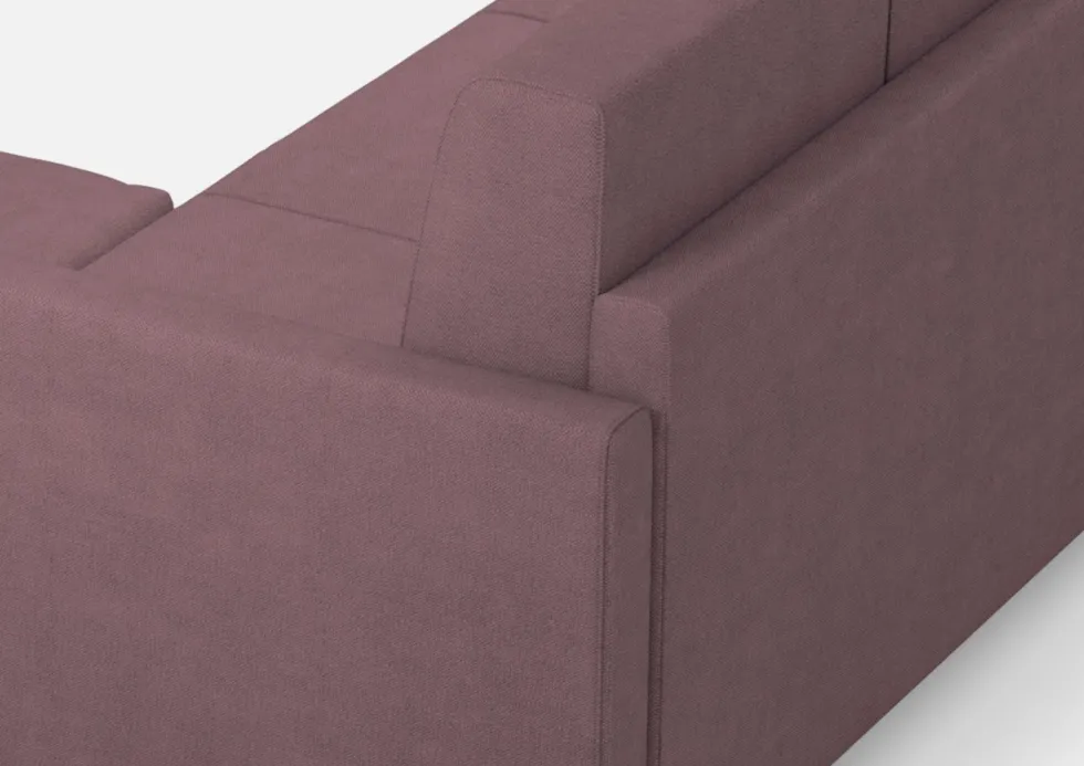 Divano 138x85cm design a due posti con pouf stoffa idrorepellente prugna DI26