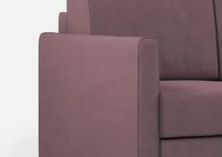 Divano 138x85cm design a due posti con pouf stoffa idrorepellente prugna DI26