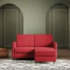 Divano 138x85cm design a due posti con pouf stoffa idrorepellente rosso DI26