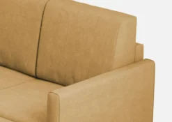 Divano 138x85cm design a due posti con pouf stoffa idrorepellente ocra DI26
