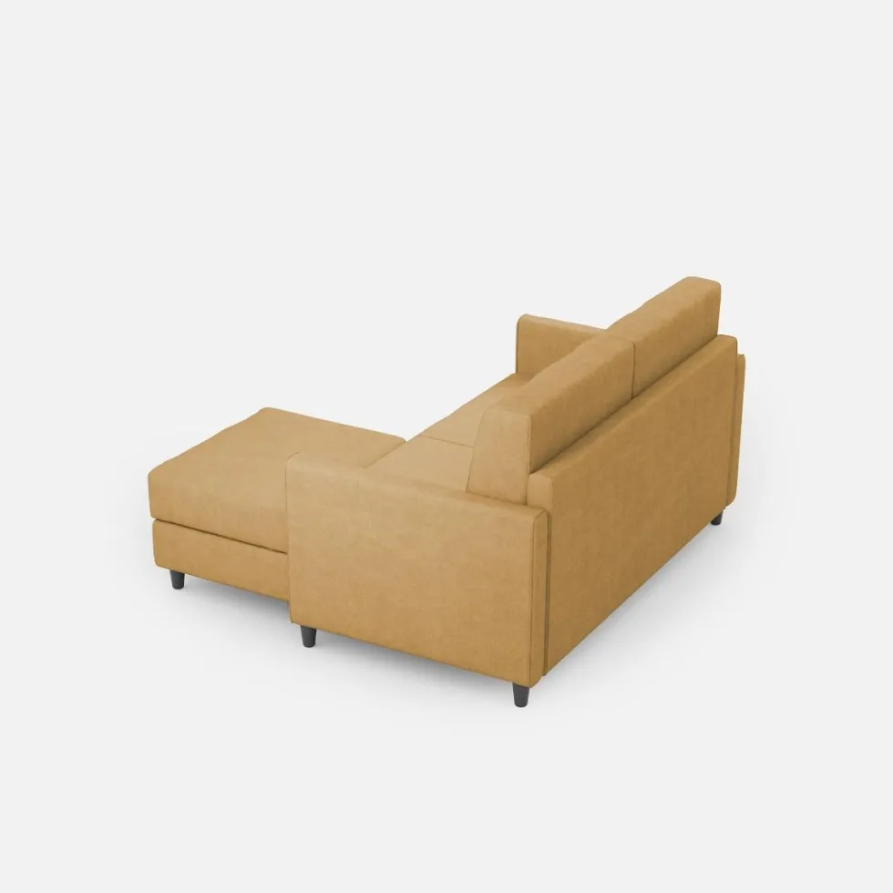 Divano 138x85cm design a due posti con pouf stoffa idrorepellente ocra DI26