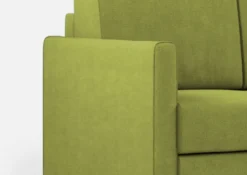 Divano 138x85cm design a due posti con pouf stoffa idrorepellente verde DI26