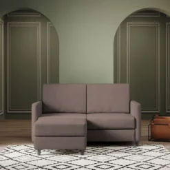Divano 138x85cm design a due posti con pouf stoffa idrorepellente talpa DI26
