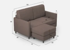 Divano 138x85cm design a due posti con pouf stoffa idrorepellente talpa DI26