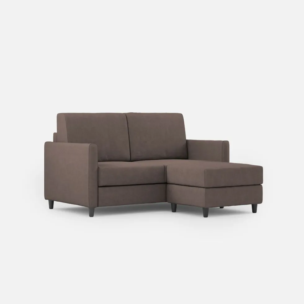 Divano 138x85cm design a due posti con pouf stoffa idrorepellente talpa DI26