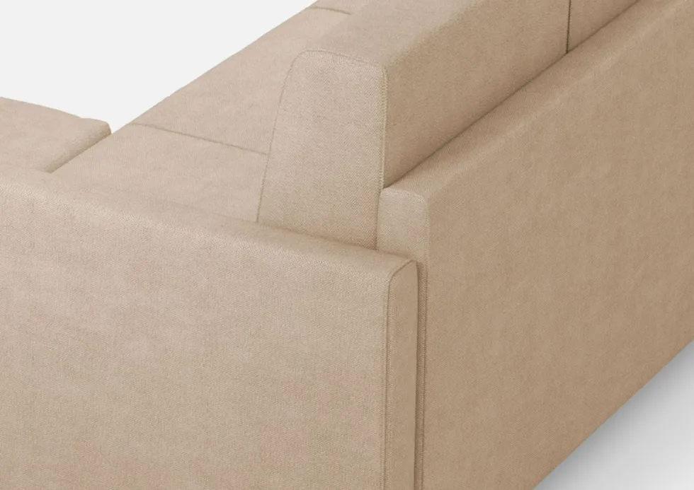 Divano 138x85cm design a due posti con pouf stoffa idrorepellente beige DI26