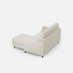 Divano 138x85cm design a due posti con pouf stoffa idrorepellente bianco latte DI26