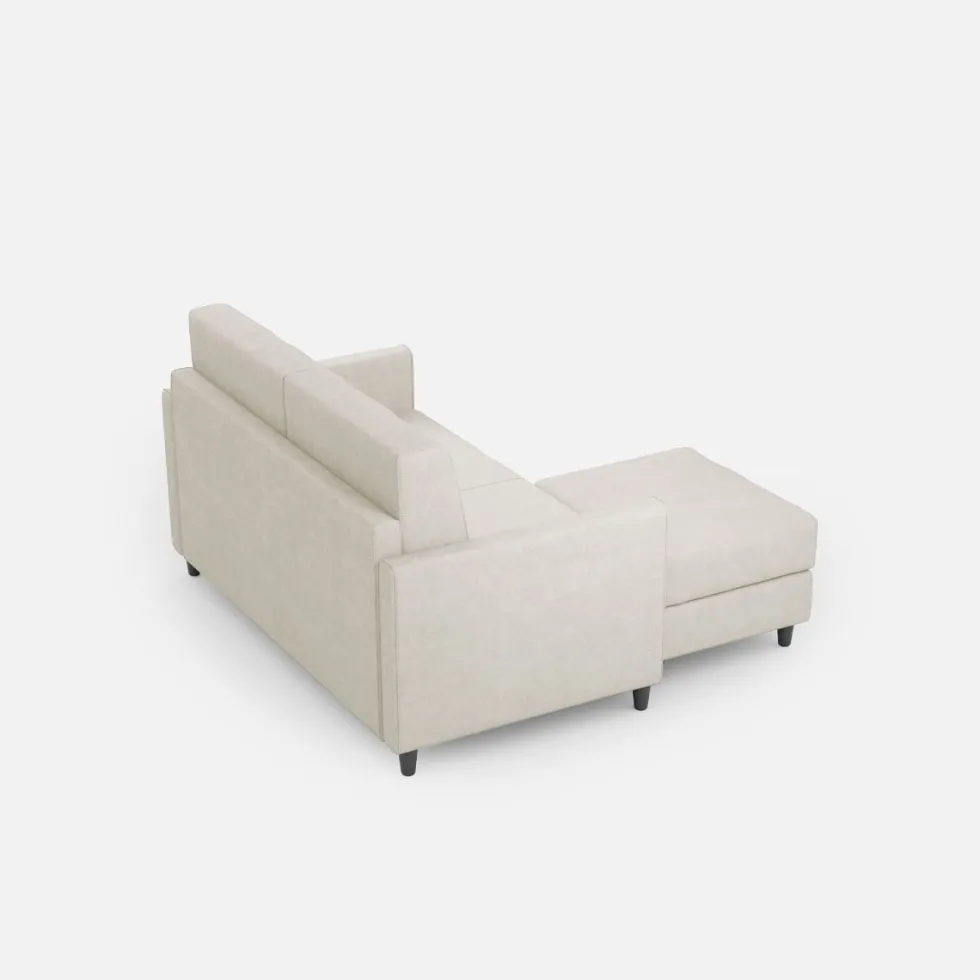 Divano 138x85cm design a due posti con pouf stoffa idrorepellente bianco latte DI26