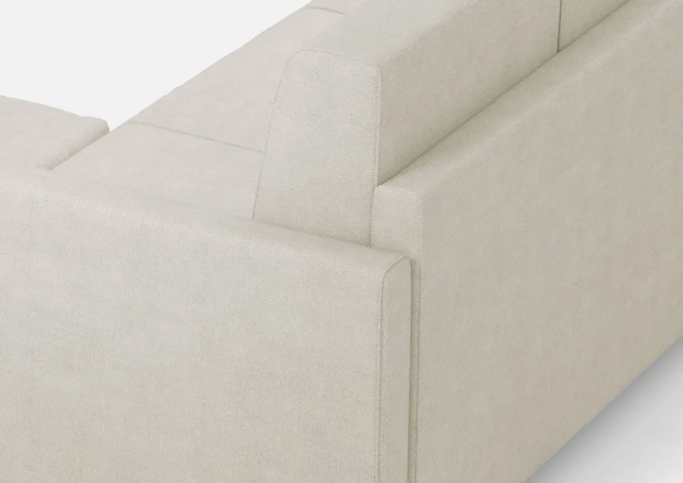 Divano 138x85cm design a due posti con pouf stoffa idrorepellente bianco latte DI26