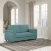 Divano 168x85cm design a due posti con bracciolo squadrato stoffa idrorepellente blu petrolio DI2