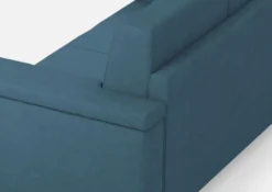 Divano 168x85cm design a due posti con bracciolo squadrato stoffa idrorepellente blu avio DI2