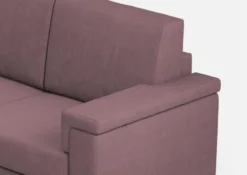 Divano 168x85cm design a due posti con bracciolo squadrato stoffa idrorepellente prugna DI2
