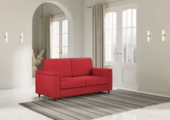 Divano 168x85cm design a due posti con bracciolo squadrato stoffa idrorepellente rosso DI2