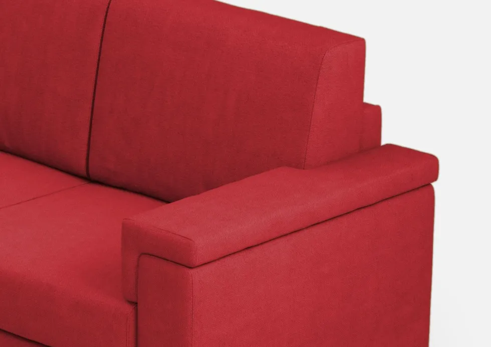 Divano 168x85cm design a due posti con bracciolo squadrato stoffa idrorepellente rosso DI2