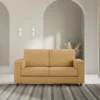 Divano 168x85cm design a due posti con bracciolo squadrato stoffa idrorepellente ocra DI2