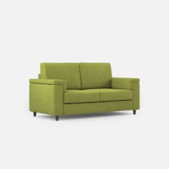 Divano 168x85cm design a due posti con bracciolo squadrato stoffa idrorepellente verde DI2