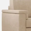 Divano 168x85cm design a due posti con bracciolo squadrato stoffa idrorepellente beige DI2