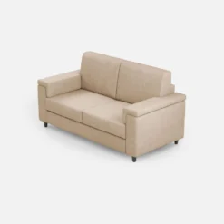 Divano 168x85cm design a due posti con bracciolo squadrato stoffa idrorepellente beige DI2