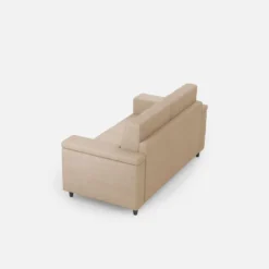 Divano 168x85cm design a due posti con bracciolo squadrato stoffa idrorepellente beige DI2