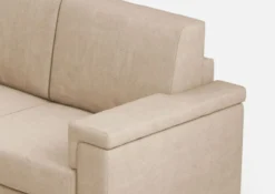 Divano 168x85cm design a due posti con bracciolo squadrato stoffa idrorepellente beige DI2