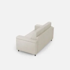 Divano 168x85cm design a due posti con bracciolo squadrato stoffa idrorepellente bianco latte DI2