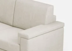 Divano 168x85cm design a due posti con bracciolo squadrato stoffa idrorepellente bianco latte DI2