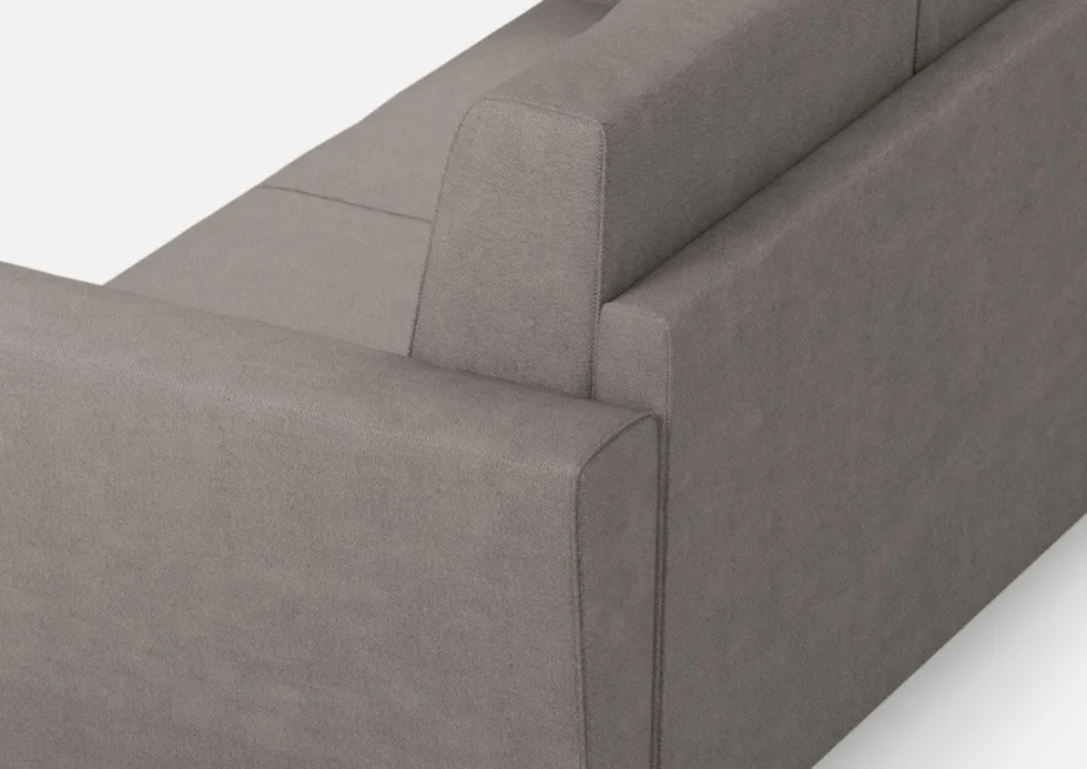 Divano 172x85cm design a due posti con piedini in legno e stoffa idrorepellente grigio DI35