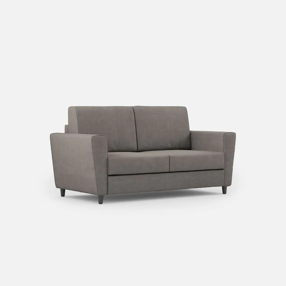 Divano 172x85cm design a due posti con piedini in legno e stoffa idrorepellente grigio DI35