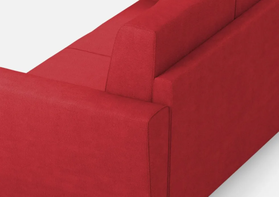 Divano 172x85cm design a due posti con piedini in legno e stoffa idrorepellente rosso DI35