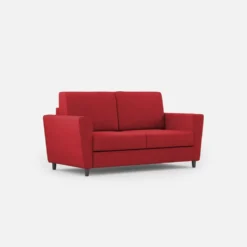 Divano 172x85cm design a due posti con piedini in legno e stoffa idrorepellente rosso DI35