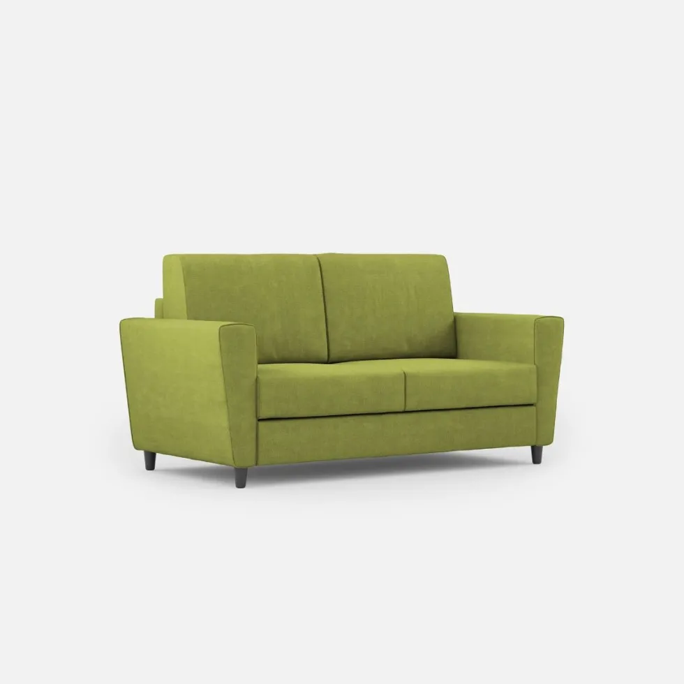 Divano 172x85cm design a due posti con piedini in legno e stoffa idrorepellente verde DI35