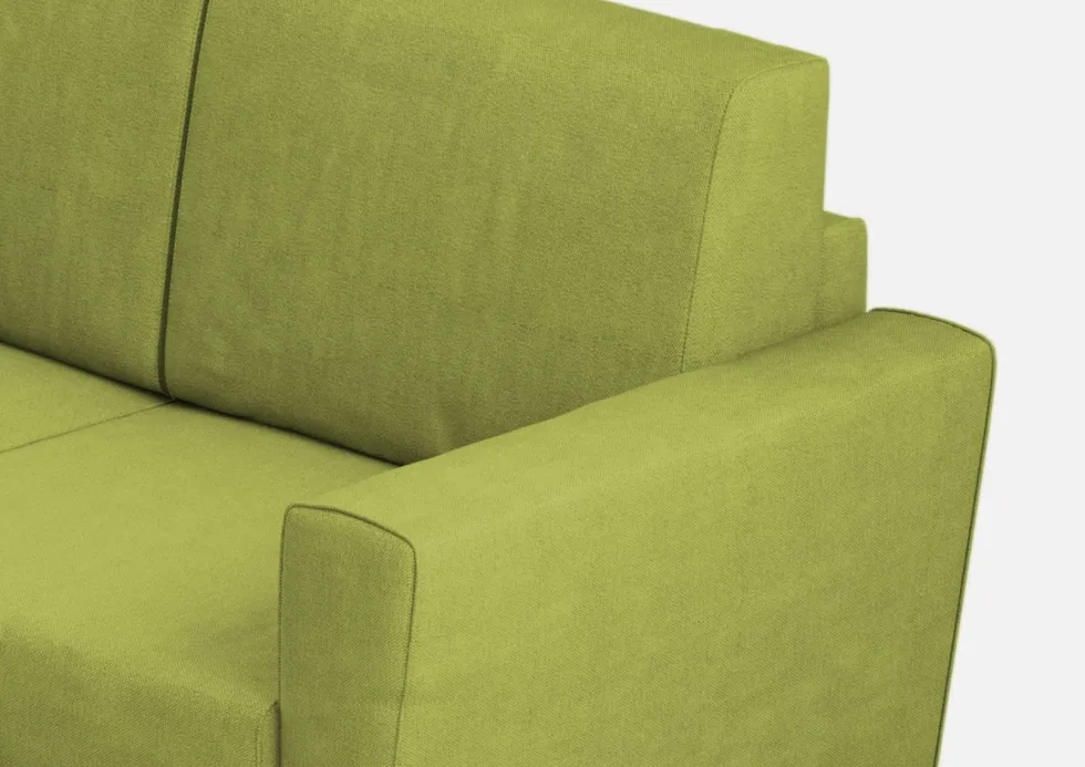 Divano 172x85cm design a due posti con piedini in legno e stoffa idrorepellente verde DI35