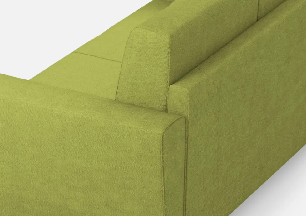 Divano 172x85cm design a due posti con piedini in legno e stoffa idrorepellente verde DI35