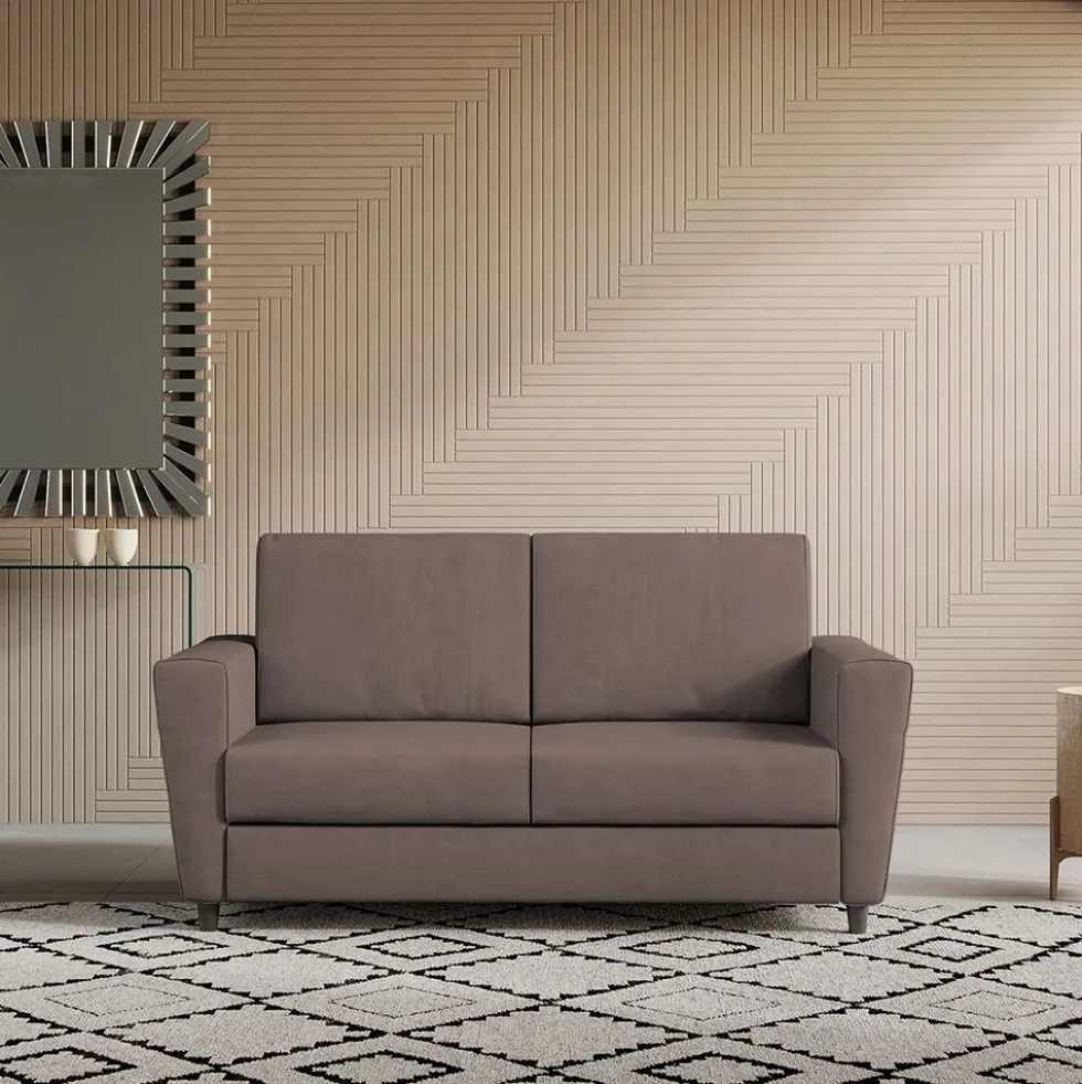 Divano 172x85cm design a due posti con piedini in legno e stoffa idrorepellente talpa DI35