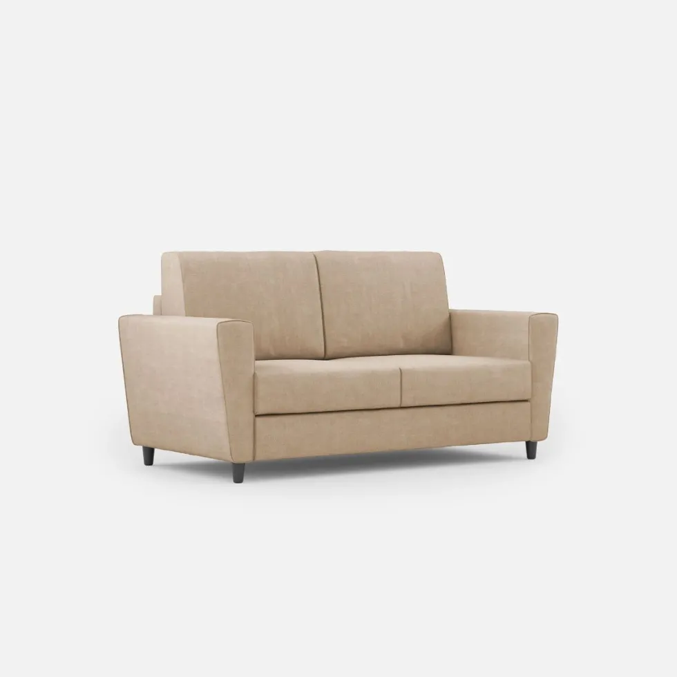 Divano 172x85cm design a due posti con piedini in legno e stoffa idrorepellente beige DI35