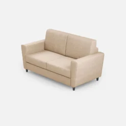 Divano 172x85cm design a due posti con piedini in legno e stoffa idrorepellente beige DI35