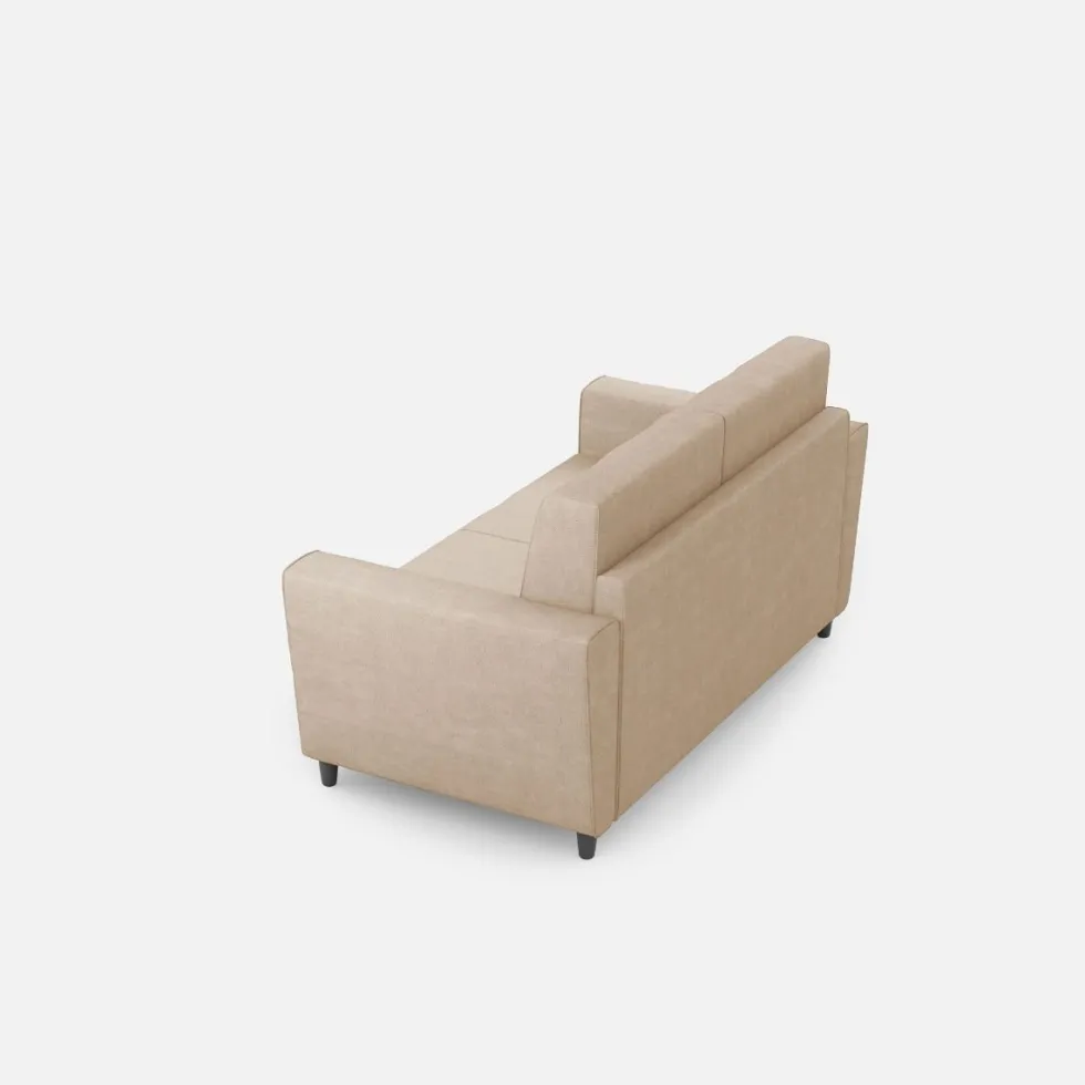Divano 172x85cm design a due posti con piedini in legno e stoffa idrorepellente beige DI35