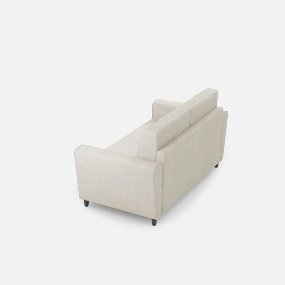 Divano 172x85cm design a due posti con piedini in legno e stoffa idrorepellente bianco latte DI35