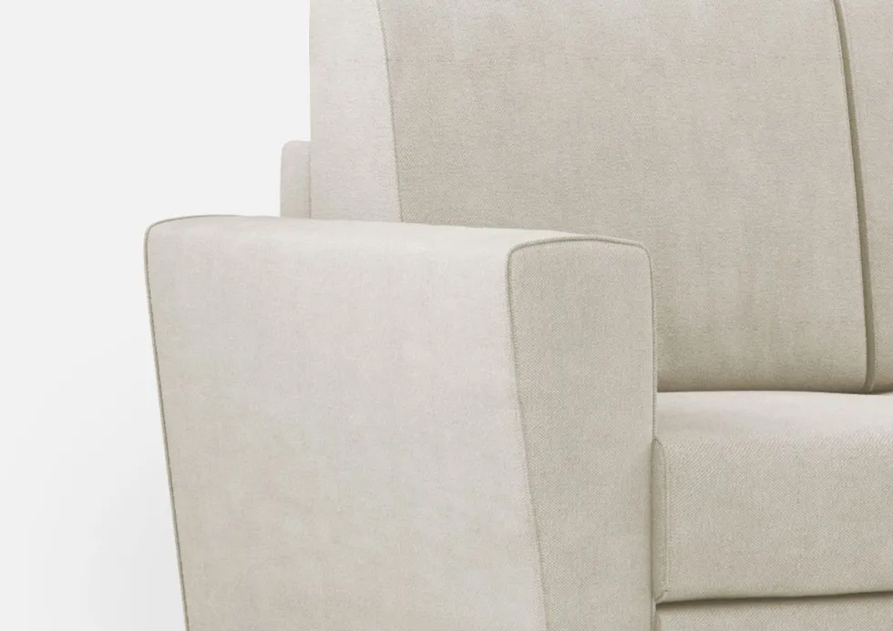 Divano 172x85cm design a due posti con piedini in legno e stoffa idrorepellente bianco latte DI35