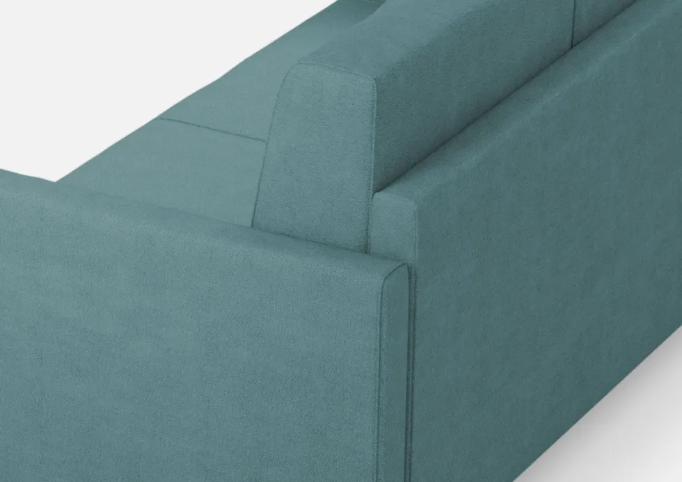 Divano 158x85cm design a due posti con tessuto idrorepellente blu petrolio DI24