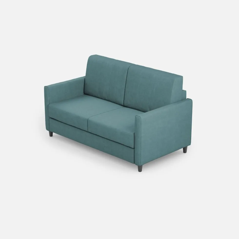 Divano 158x85cm design a due posti con tessuto idrorepellente blu petrolio DI24