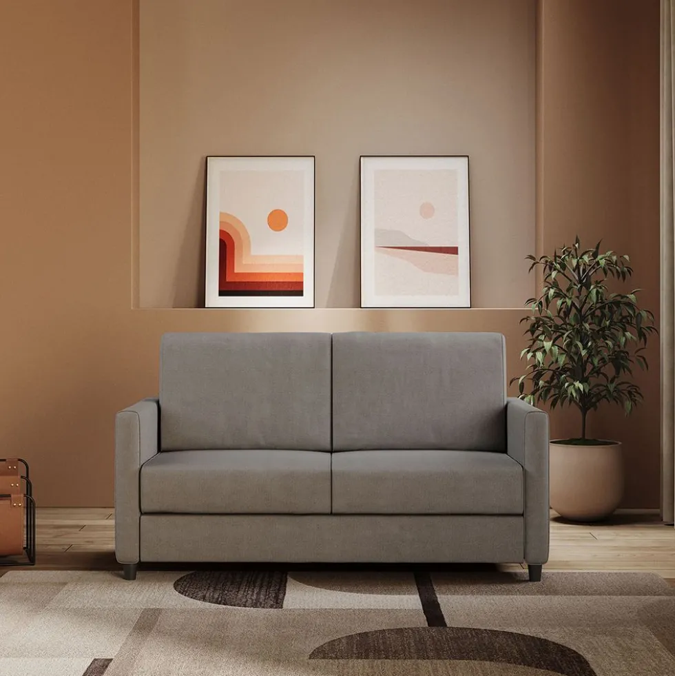 Divano 158x85cm design a due posti con tessuto idrorepellente grigio DI24