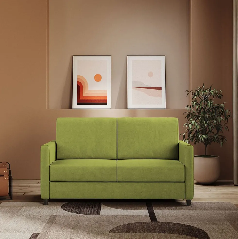 Divano 158x85cm design a due posti con tessuto idrorepellente verde DI24