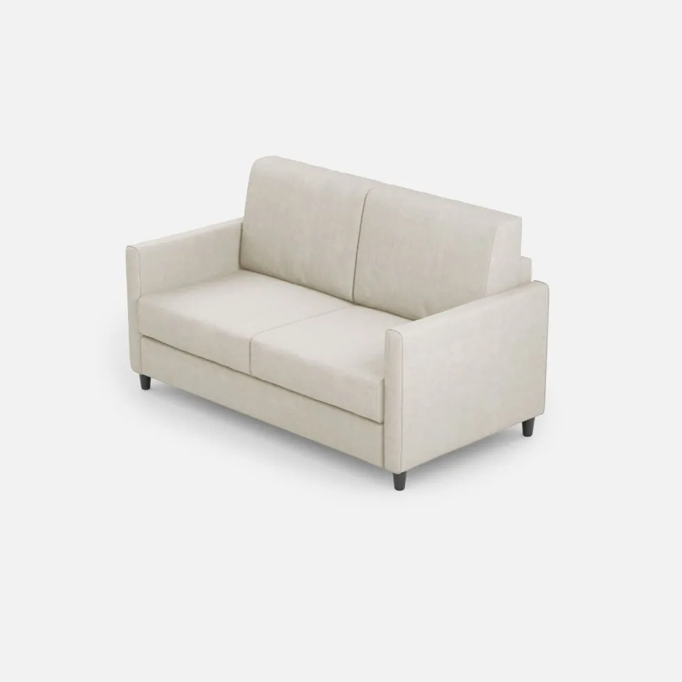 Divano 158x85cm design a due posti con tessuto idrorepellente bianco latte DI24