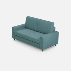 Divano 168x85cm design a due posti con bracciolo geometrico con stoffa idrorepellente blu petrolio DI13