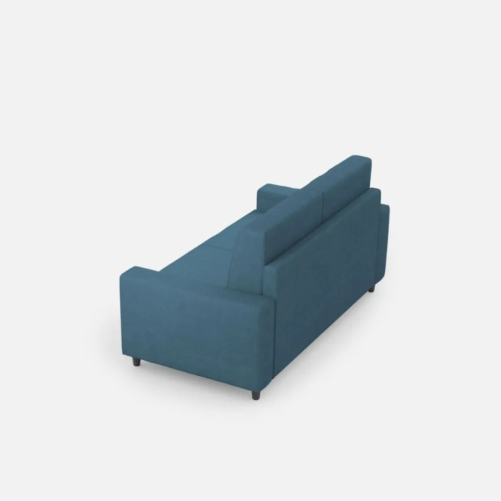 Divano 168x85cm design a due posti con bracciolo geometrico con stoffa idrorepellente blu avio DI13