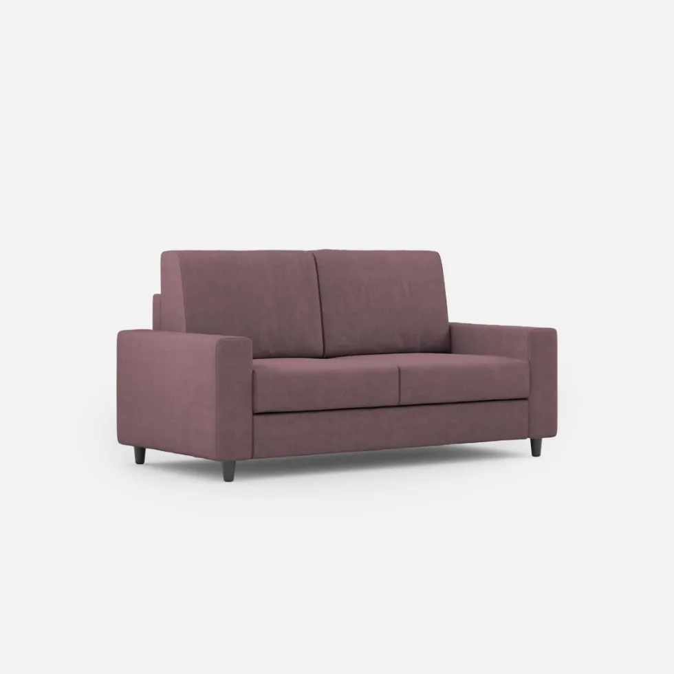 Divano 168x85cm design a due posti con bracciolo geometrico con stoffa idrorepellente prugna DI13