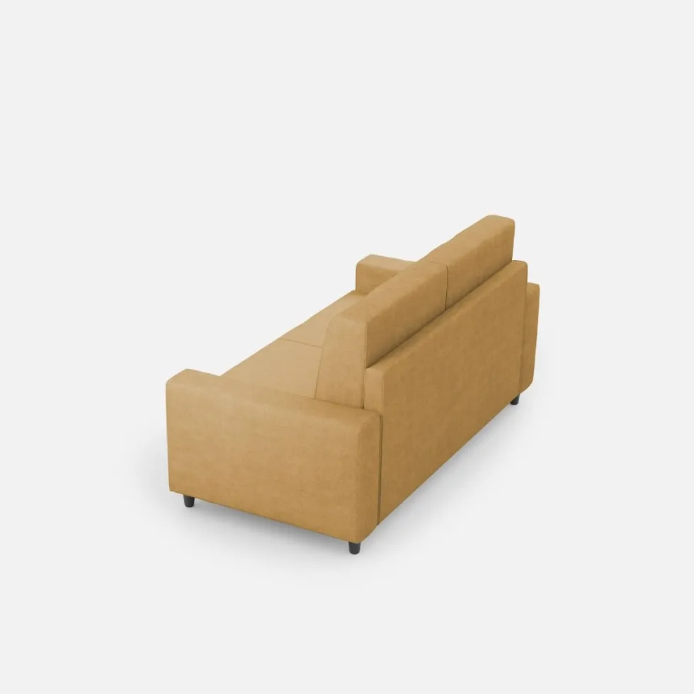 Divano 168x85cm design a due posti con bracciolo geometrico con stoffa idrorepellente ocra DI13