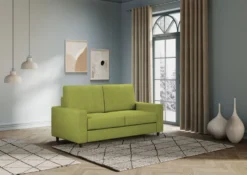 Divano 168x85cm design a due posti con bracciolo geometrico con stoffa idrorepellente verde DI13